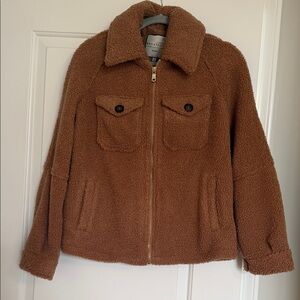 bagatelle Chestnut Brown Sherpa Zip Jacket